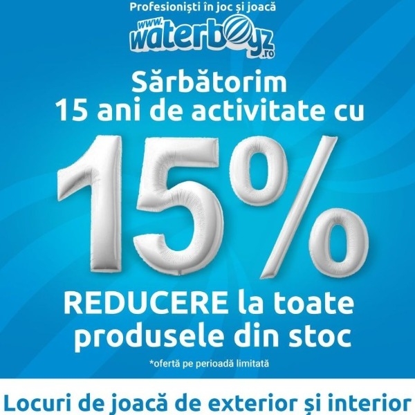 Waterboyz sărbătorește 15 ani de activitate cu 15% reducere la echipamentele din stoc!