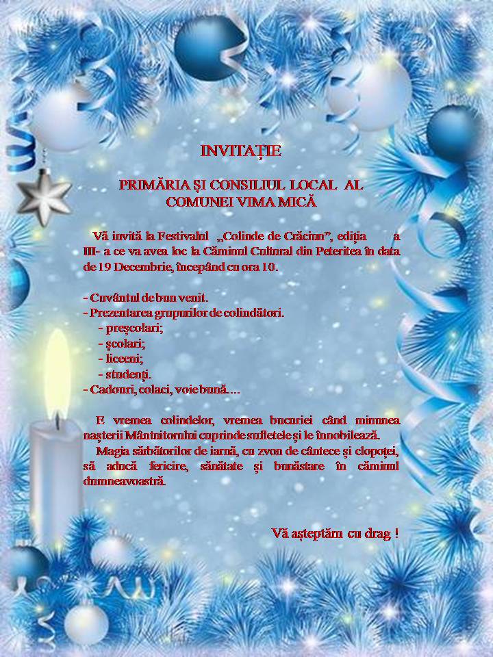 FESTIVALUL ,,COLINDE DE CRĂCIUN”, EDIȚIA A III - A.