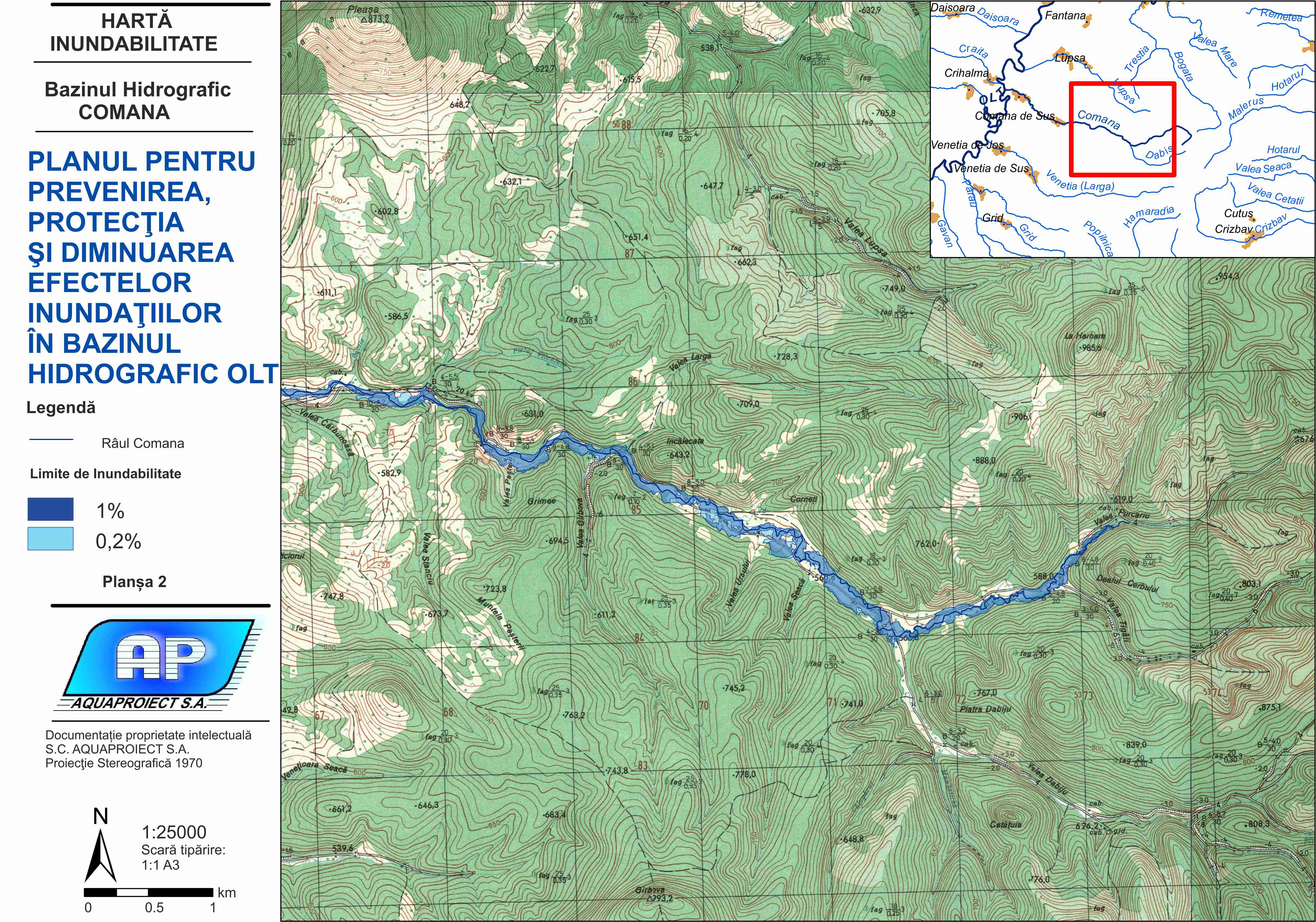 Bazinul hidrografic Comana - limite de inundabilitate - plansa 2