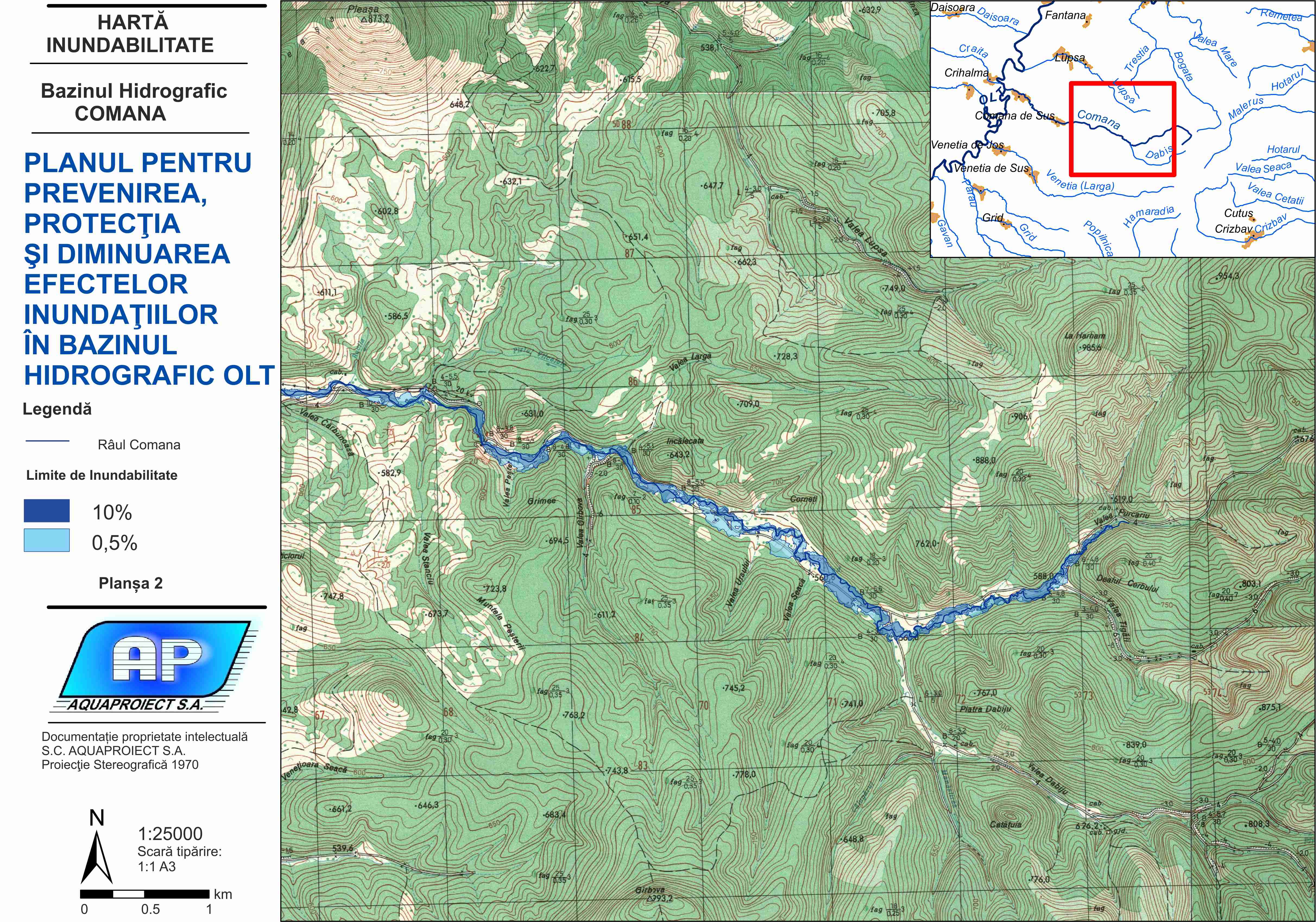 Bazinul hidrografic Comana - limite de inundabilitate - plansa 4