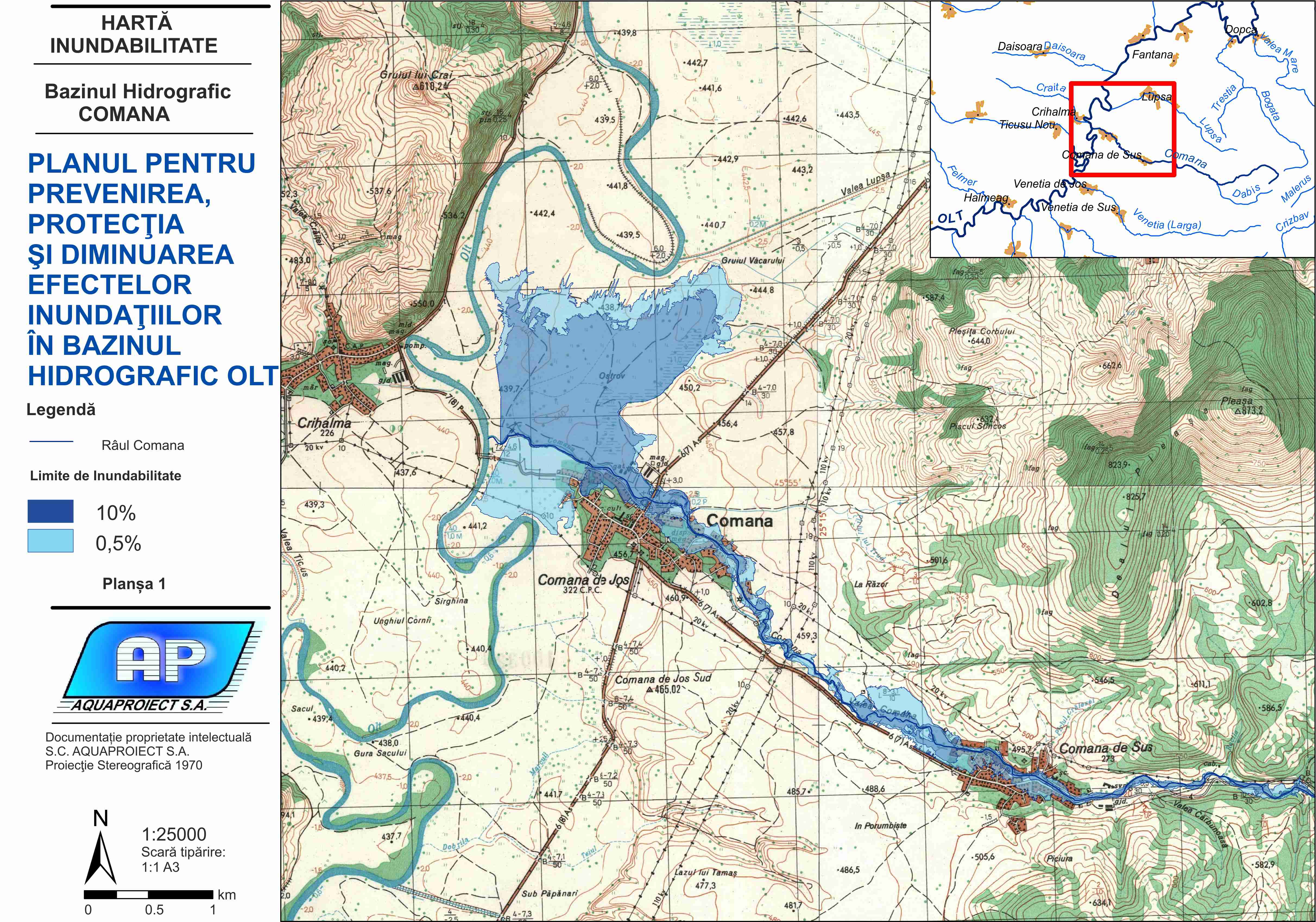 Bazinul hidrografic Comana - limite de inundabilitate - plansa 3