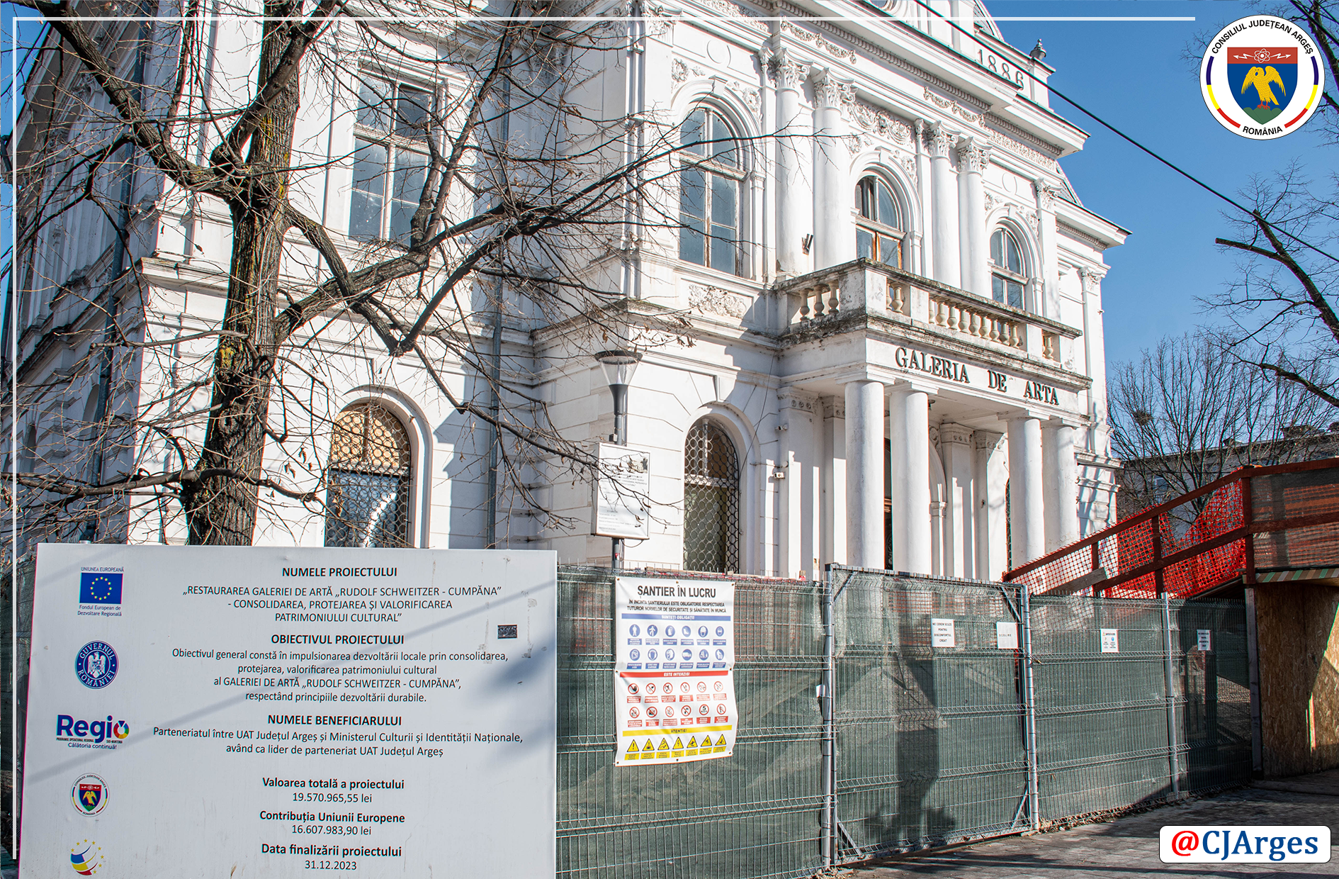 Lucrările de restaurare a Galeriei de Artă „Rudolf Schweitzer – Cumpăna” sunt realizate într-un procent de 35%