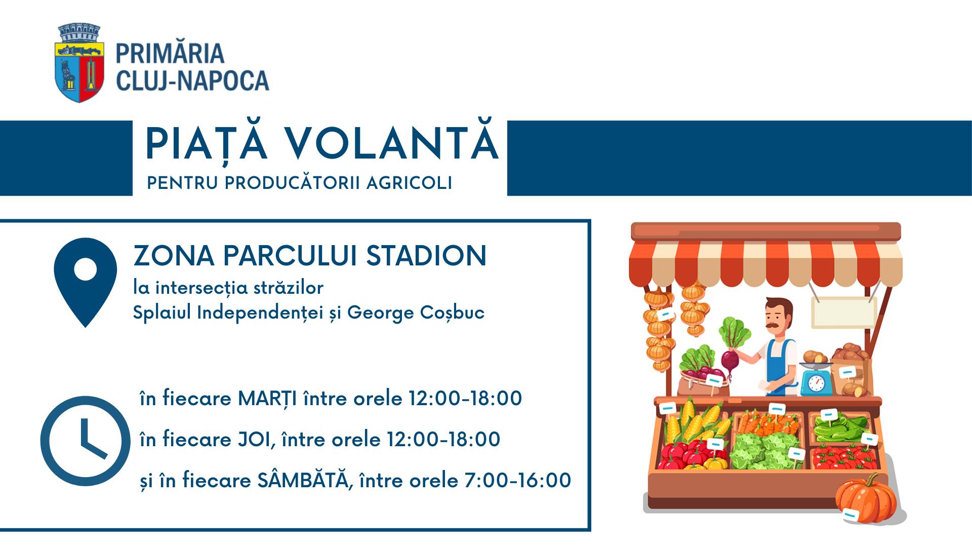 Toate piețele volante se desfășoară în zona parcului Stadion