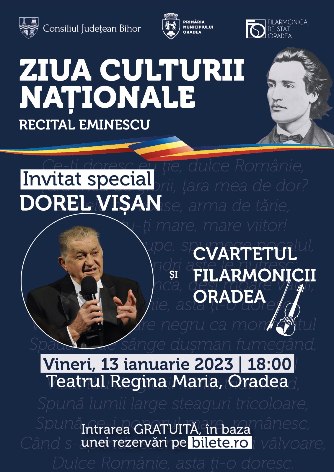 Spectacol extraordinar dedicat poetului național Mihai Eminescu, cu ocazia Zilei Culturii Naționale