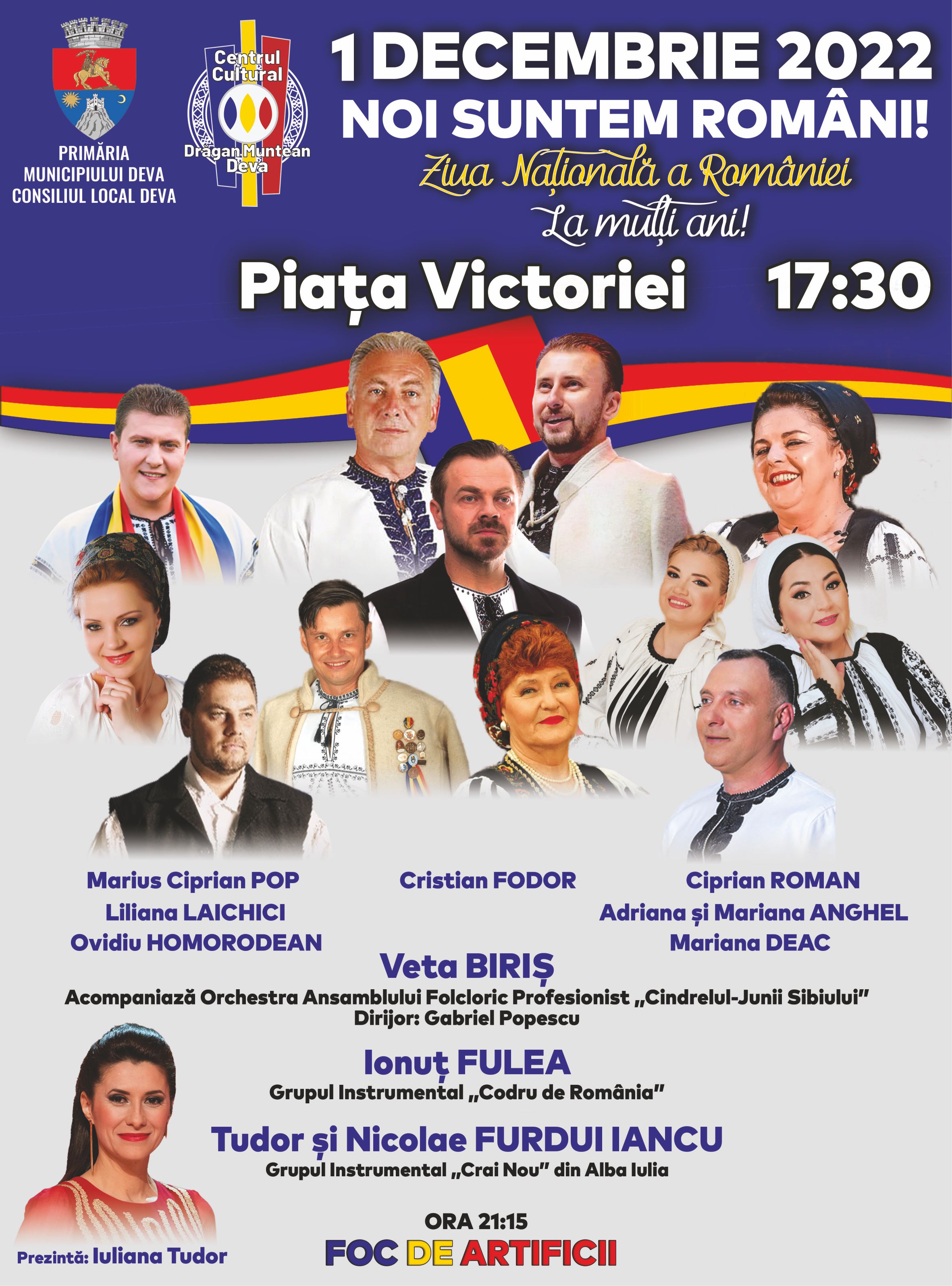 Ziua Națională a României marcată la Deva printr-un spectacol extraordinar: „Noi suntem români!”