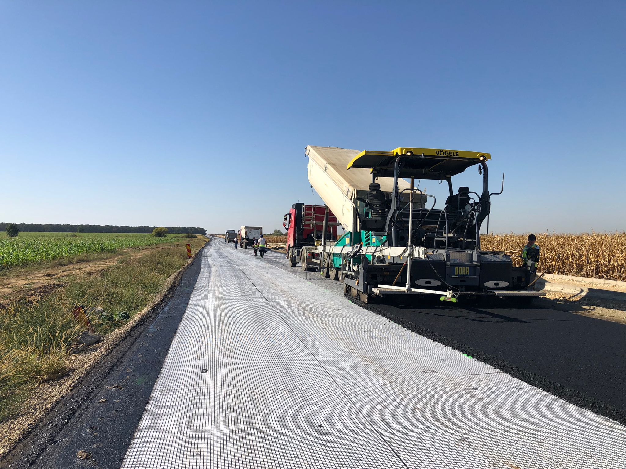 Primul strat de asfalt pe Centura Nojorid