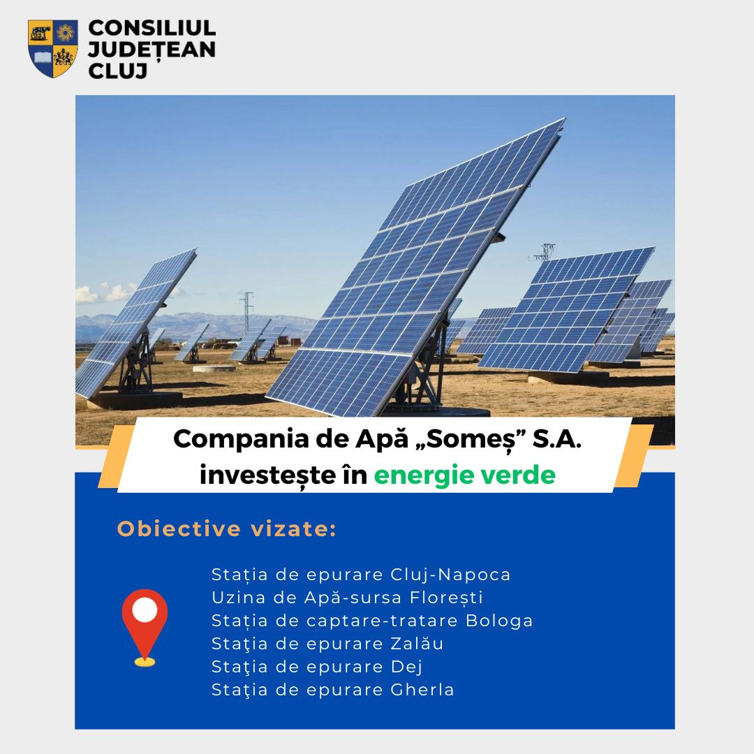 Compania de Apă „Someș” S.A. investește în energie verde