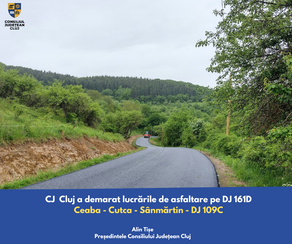 Consiliul Județean a demarat lucrările de asfaltare pe DJ 161D Ceaba - Cutca - Sânmărtin - DJ 109C