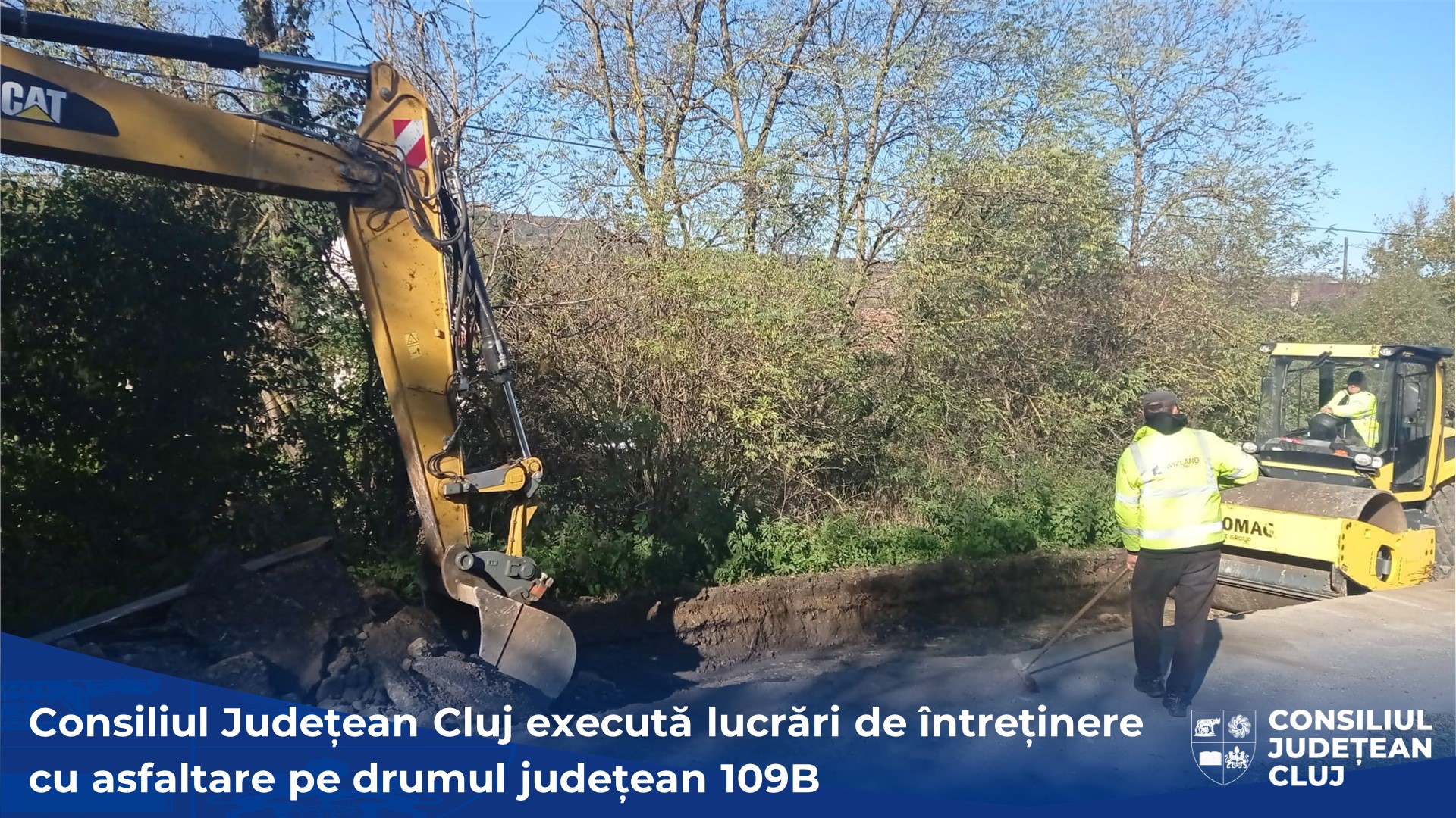 Consiliul Județean execută lucrări de întreținere cu asfaltare pe drumul județean 109B