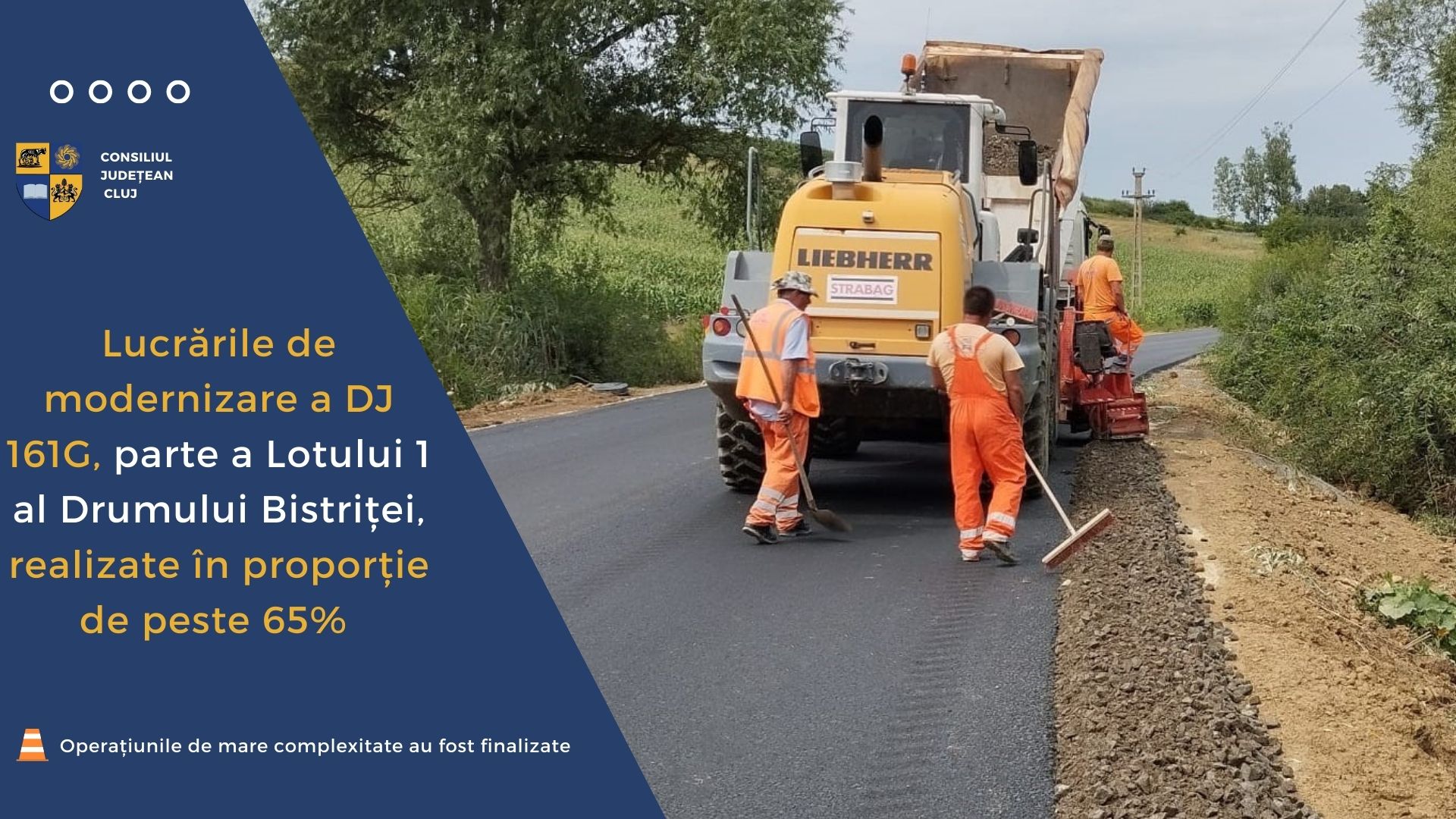 Lucrările de modernizare a DJ 161G, parte a Lotului 1 al Drumului Bistriței, realizate în proporție de peste 65%