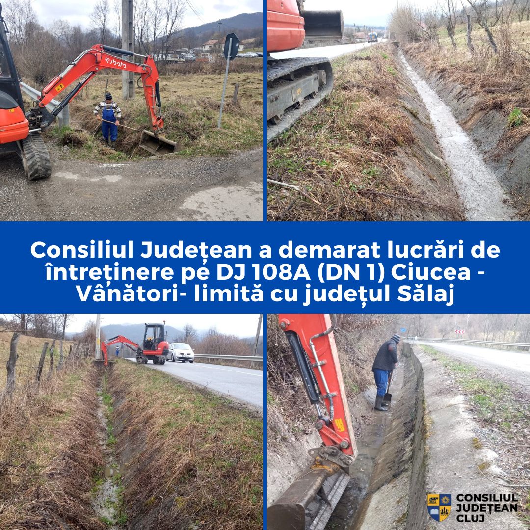 Consiliul Județean a demarat lucrări de întreținere pe drumul județean 108A (DN 1) Ciucea – Vânători – limită cu județul Sălaj