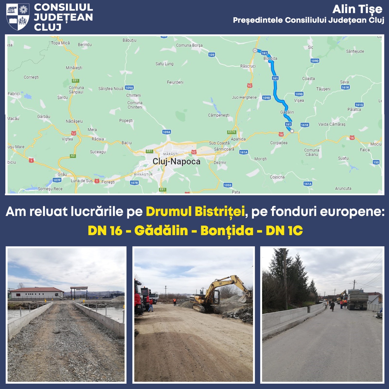 Consiliul Județean a reluat lucrările de modernizare a lotului 2 al Drumului Bistriței