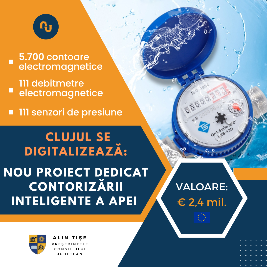 Digitalizarea continuă în județul Cluj cu un nou proiect dedicat contorizării inteligente a apei