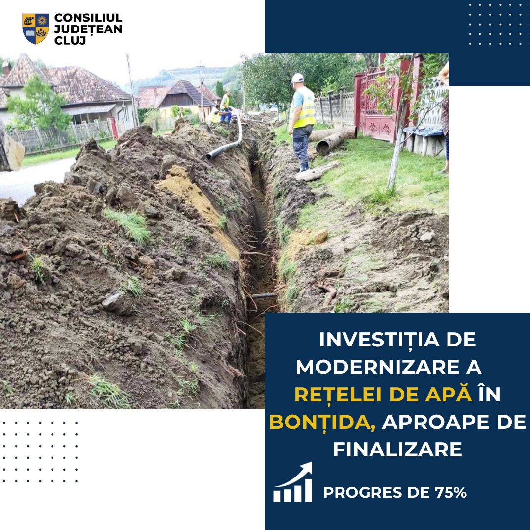 Investiția de modernizare a rețelei de apă din localitatea Bonțida, aproape de finalizare
