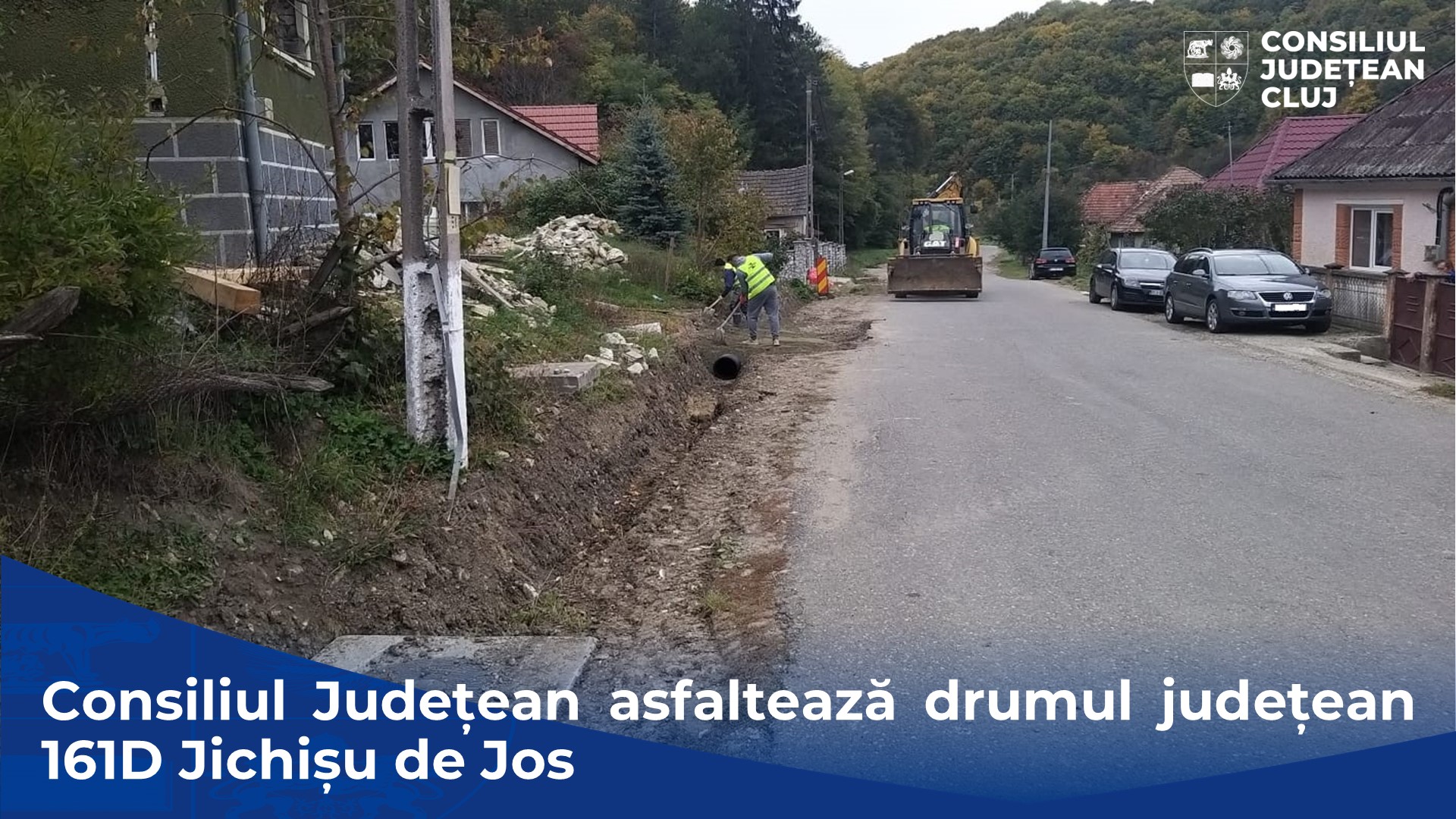Consiliul Județean asfaltează drumul județean 161D Jichișu de Jos