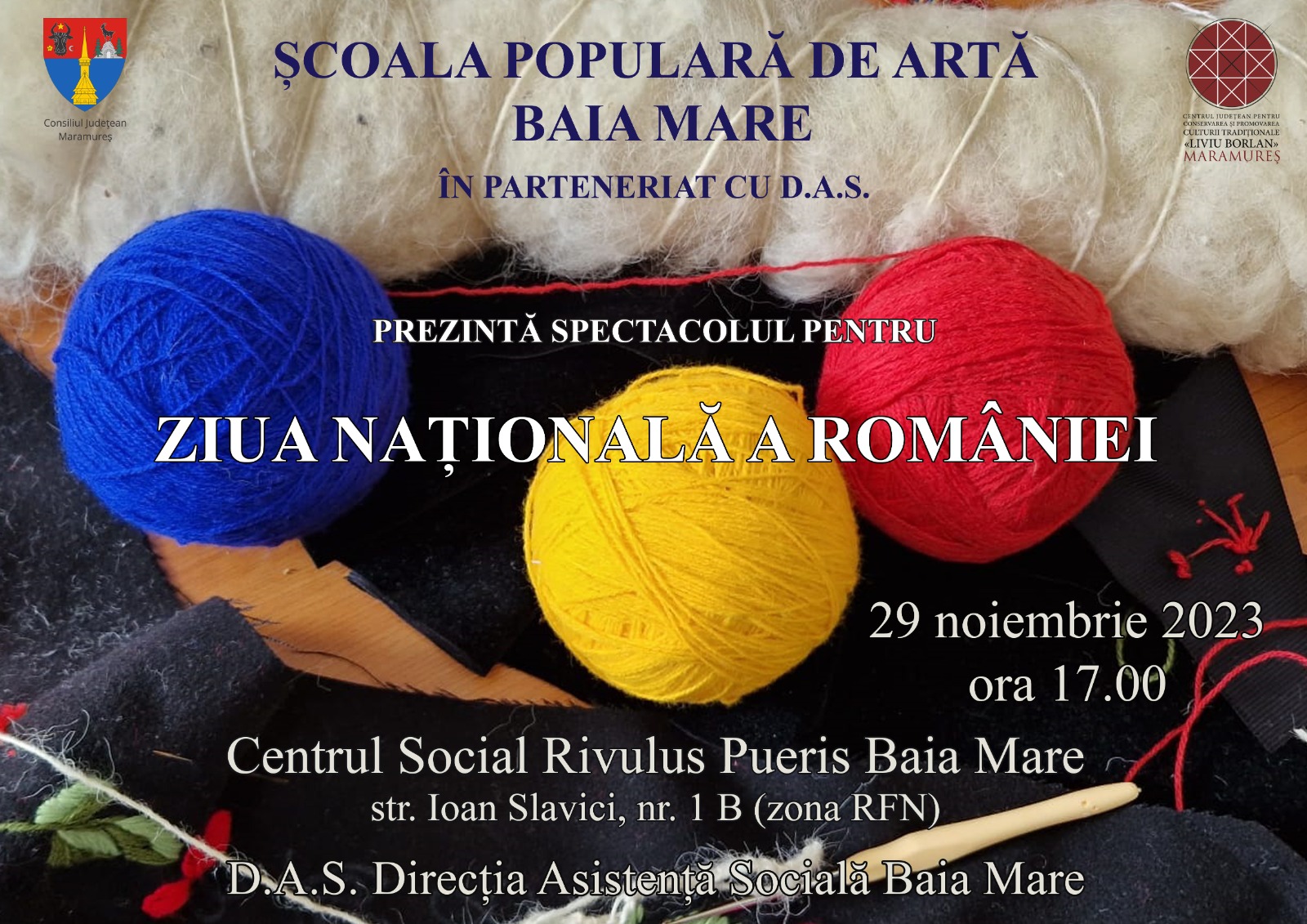 ȘCOALA POPULARĂ DE ARTĂ BAIA MARE ORGANIZEAZĂ SPECTACOL DE ZIUA NAȚIONALĂ A ROMÂNIEI