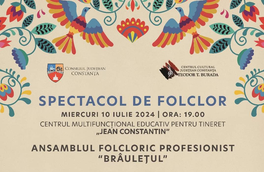 ,,Spectacolul de folclor’’ din data de 10 iulie, cu Ansamblul Folcloric  Profesionist „Brâulețul” și invitații, sold-out!