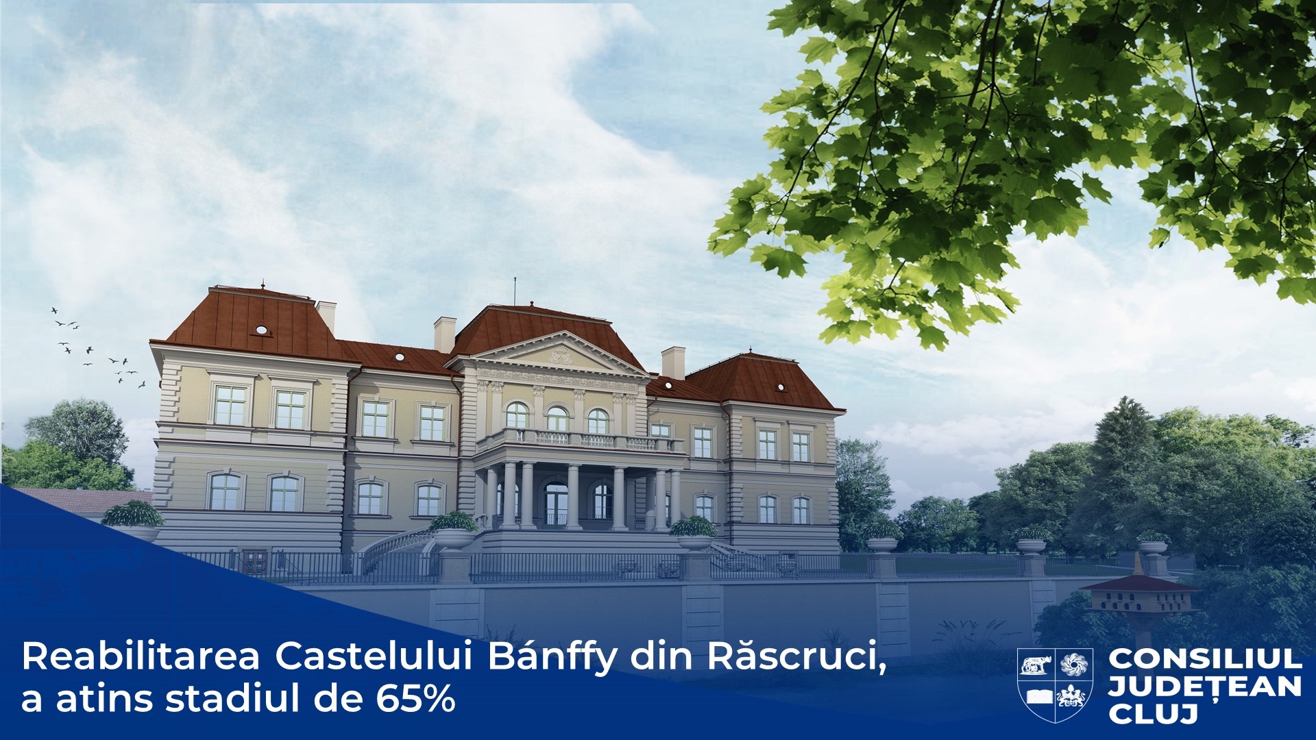 Stadiul proiectului de reabilitare a Castelului Bánffy din Răscruci, la un an și jumătate de la debutul lucrărilor, este de 65%