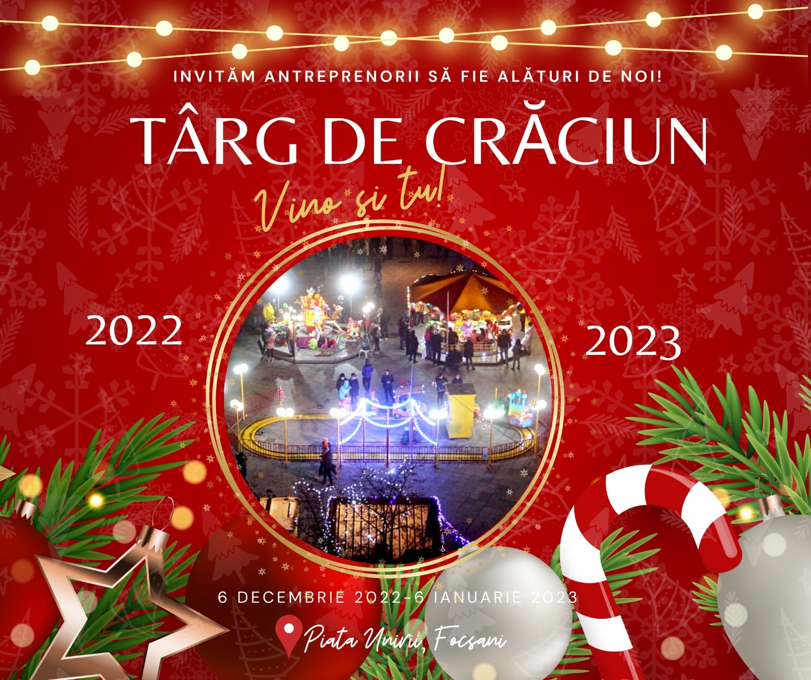 Invităm antreprenorii să participe la Târgul de Crăciun 2022 din Piața  Unirii, Focșani