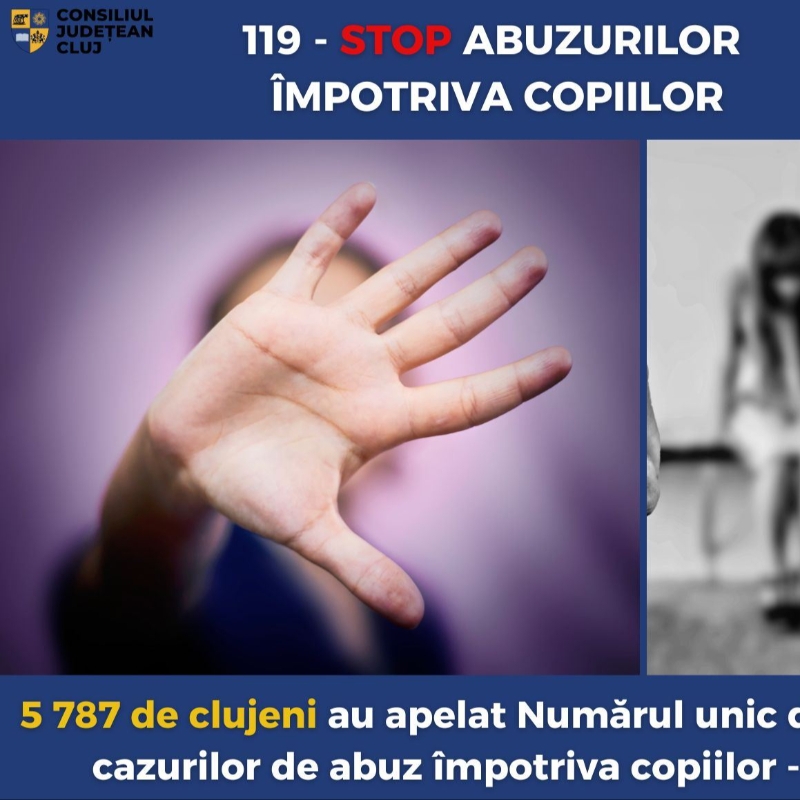 Numărul unic destinat cazurilor de abuz împotriva copiilor – 119, apelat de 5.787 de clujeni