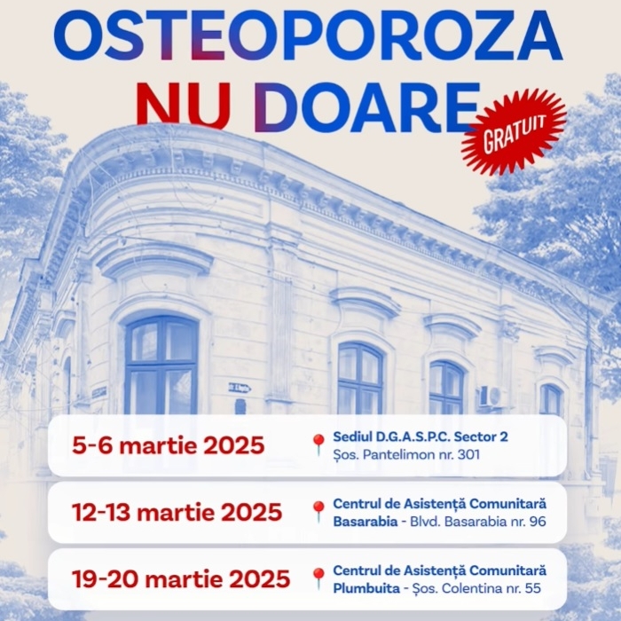 Campanie dedicată conștientizării și prevenirii osteoporozei derulată de Primăria Sectorului 2 și DGASPC Sector 2 în parteneriat cu Fundaţia „Ana Aslan”