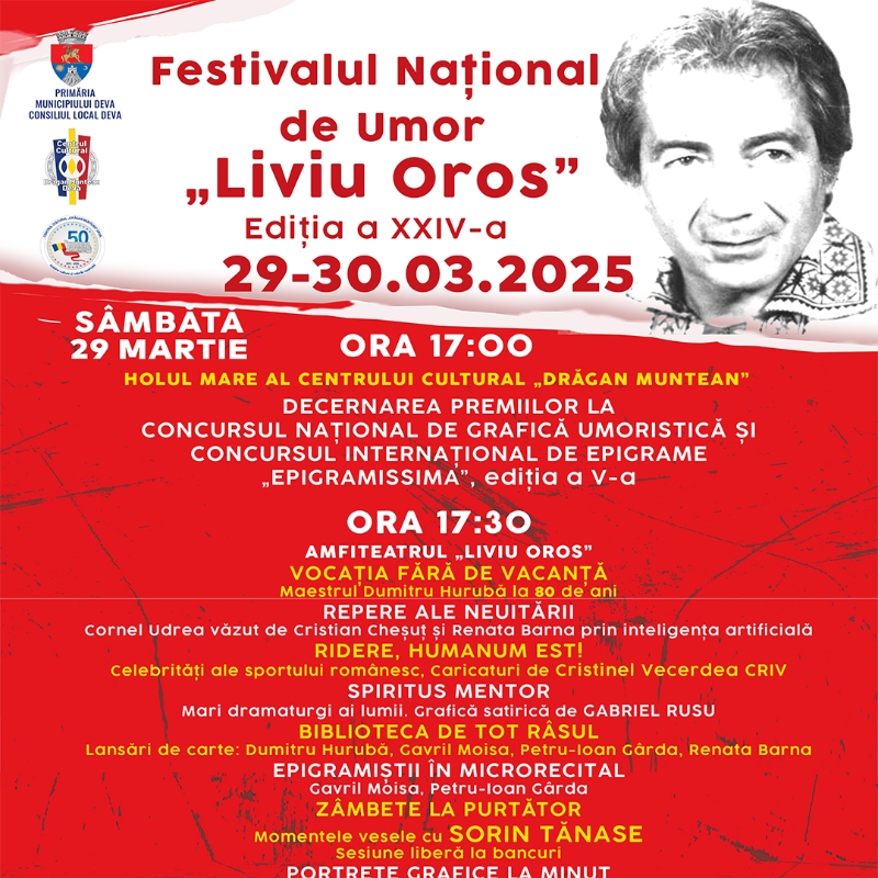 Festivalului Național de Umor „Liviu Oros” ajunge la ediția a XXIV-a și promite umor de neuitat!