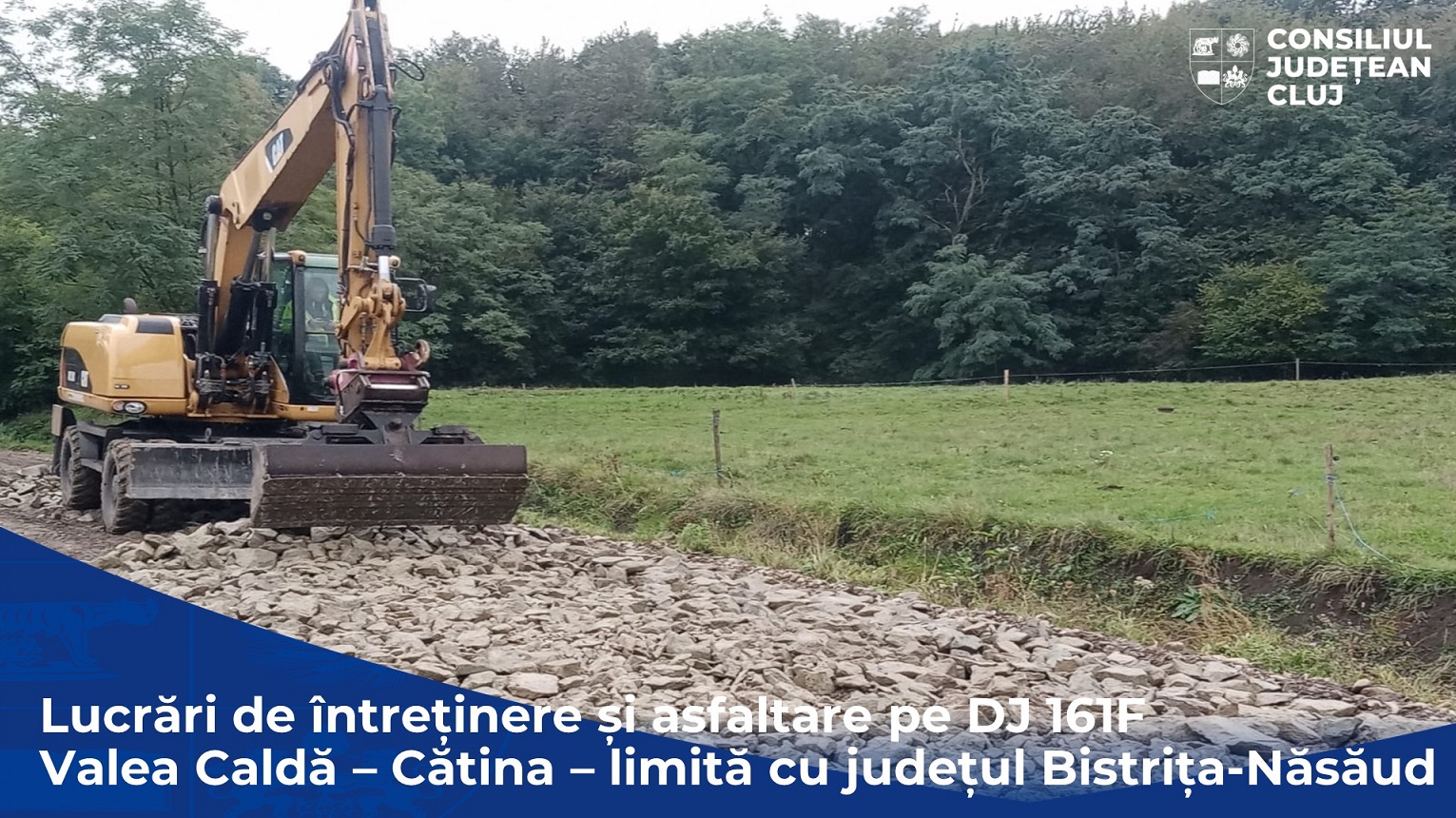 Lucrări de întreținere și asfaltare pe DJ 161F Valea Caldă – Cătina – limită cu județul Bistrița-Năsăud