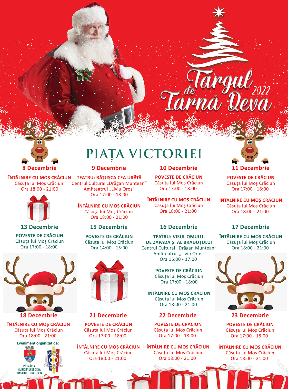 La Târgul de Iarnă de la Deva, copiii sunt așteptați la întâlnirea cu  Moș Crăciun!