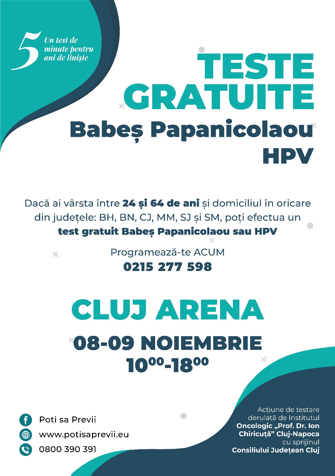 Ultimele activități de testare publică gratuită pentru cancerul de col uterin, la Cluj Arena