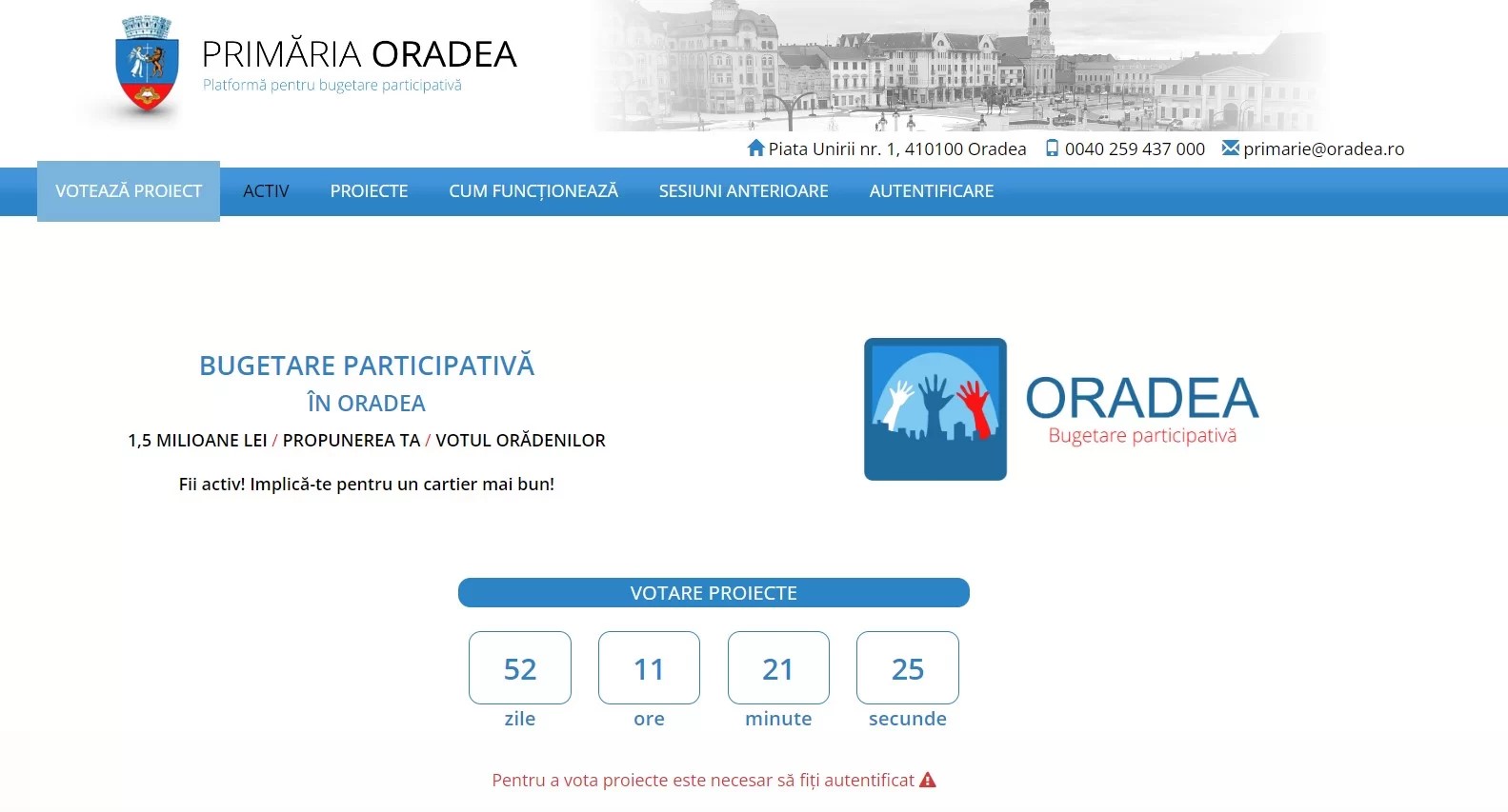 Implică-te pentru un cartier mai bun! Intră pe activ.oradea.ro și votează proiectul preferat până în data de 8 septembrie