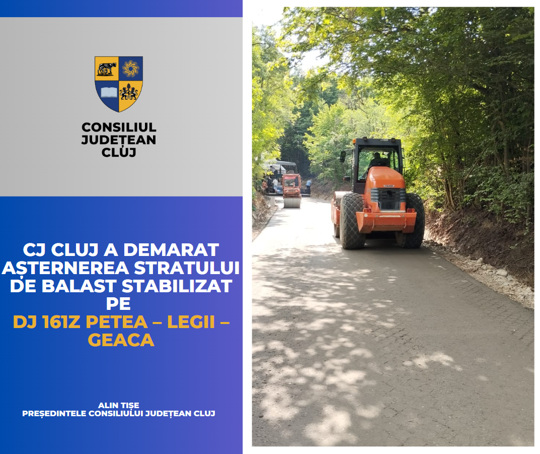 Consiliul Județean a demarat așternerea stratului de balast stabilizat pe cel mai nou drum județean