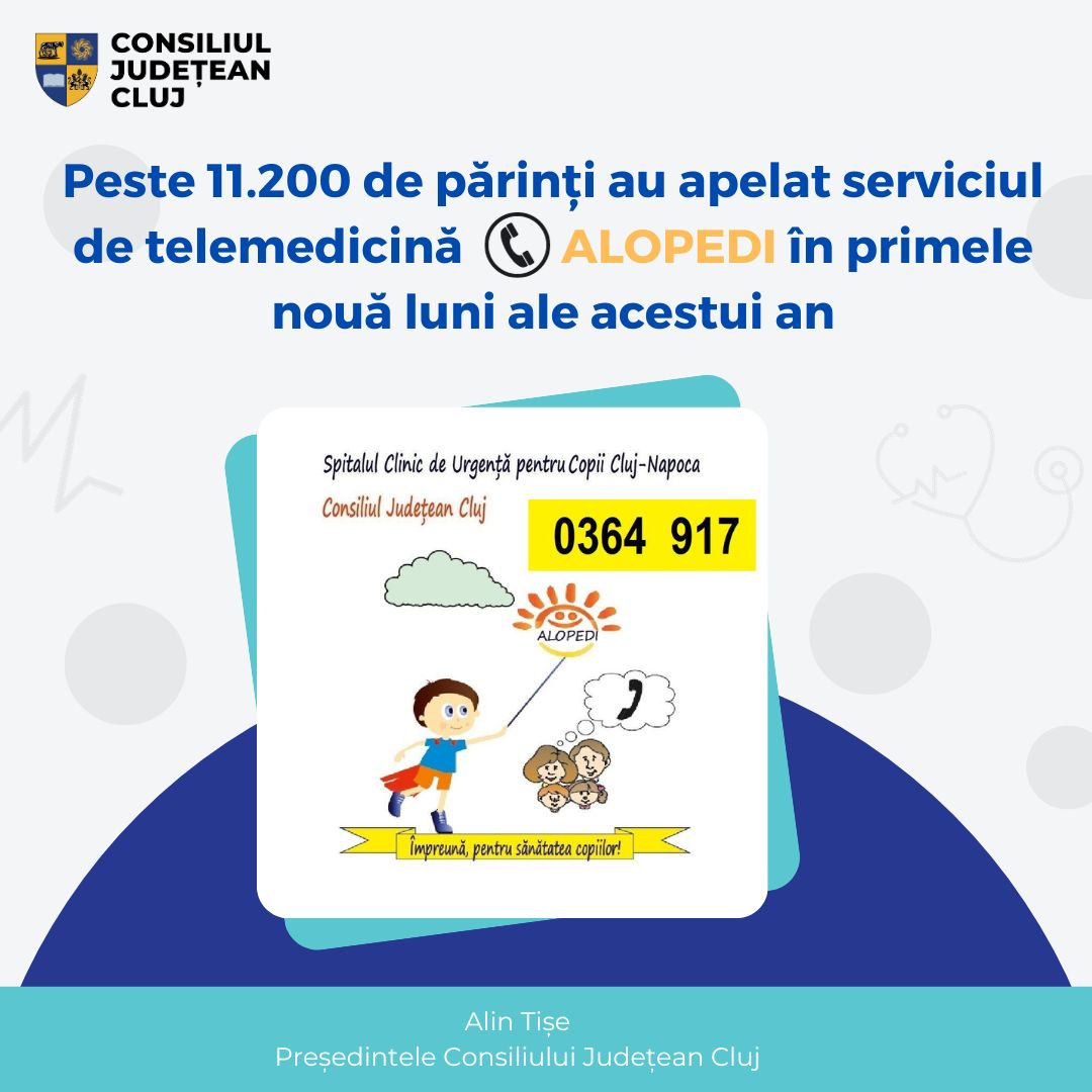 Peste 11.200 de părinți au apelat serviciul de telemedicină ALOPEDI în primele nouă luni ale acestui an