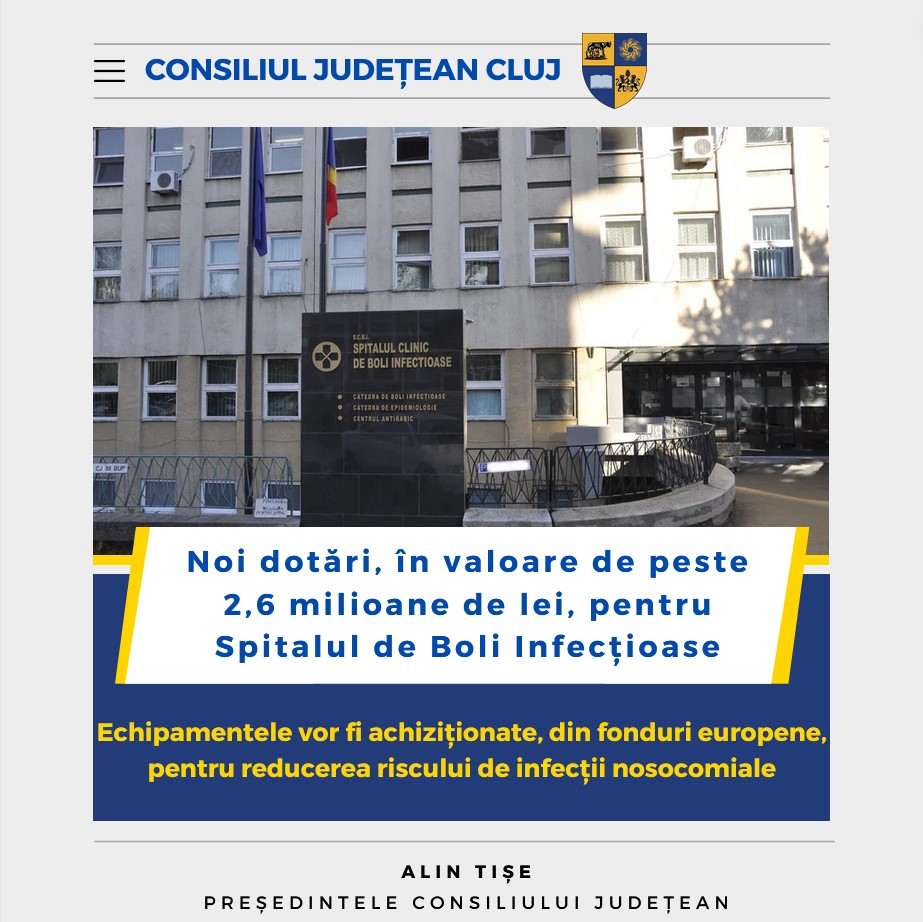 Noi dotări, în valoare de peste 2,6 milioane de lei, pentru Spitalul Clinic de Boli Infecțioase