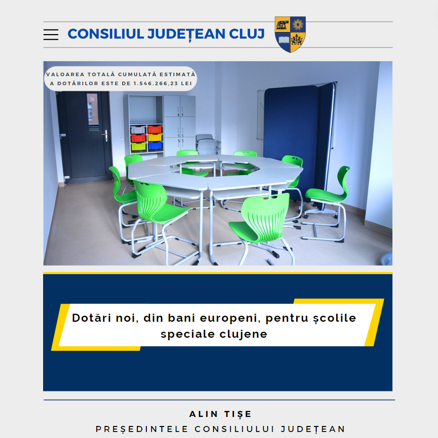Dotări noi, din bani europeni, pentru școlile speciale clujene