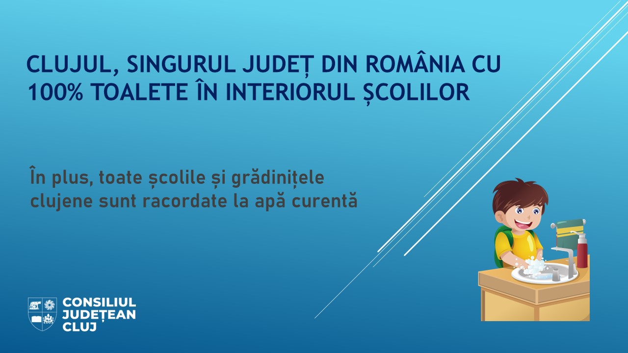 Clujul, singurul județ din România în care toate școlile au grupurile sanitare în interior