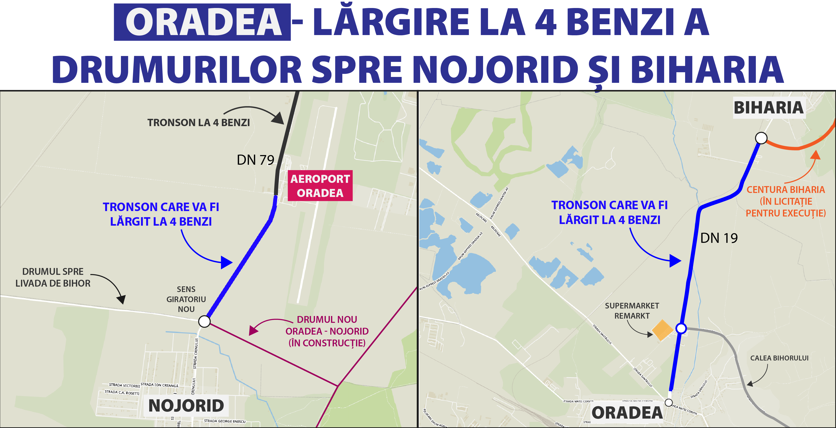 Lărgirea la 4 benzi a drumurilor spre Nojorid și Biharia, în licitație