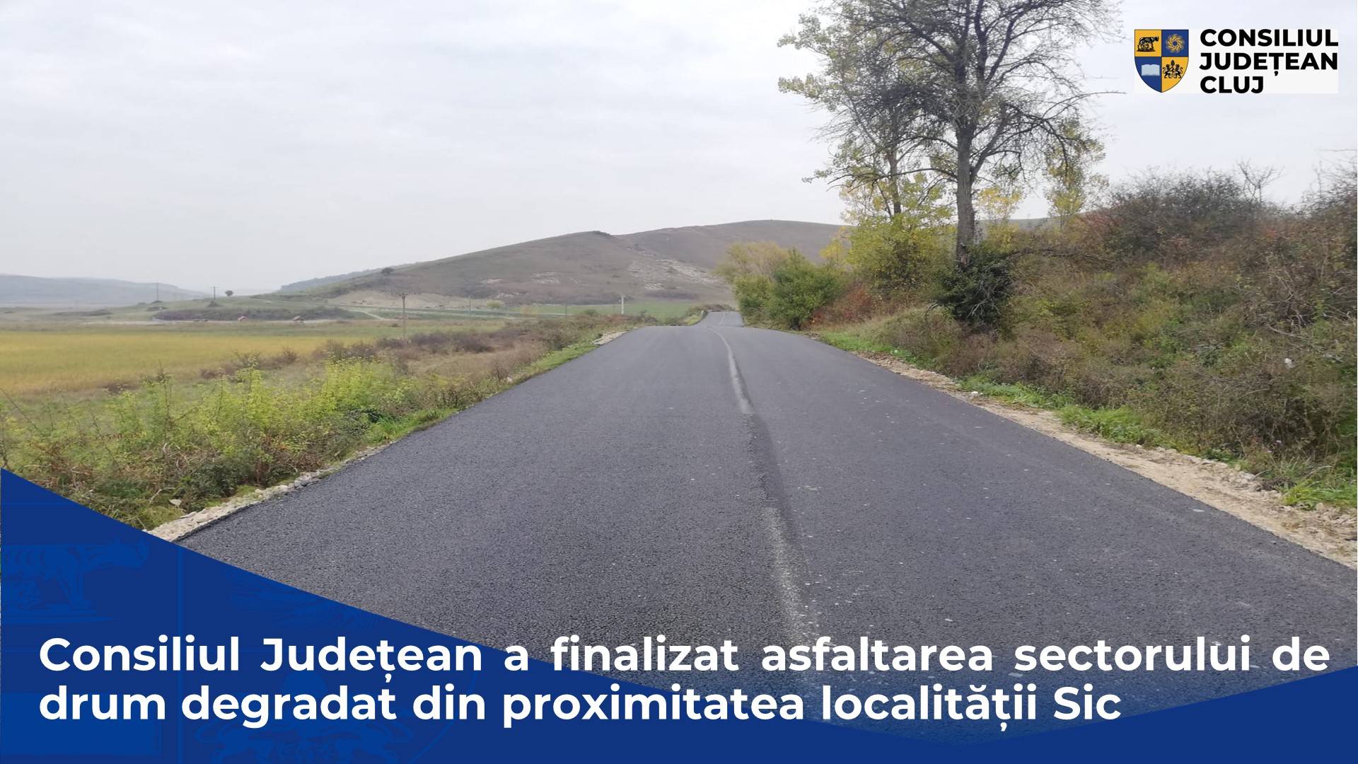 Consiliul Județean a finalizat asfaltarea sectorului de drum degradat din proximitatea localității Sic