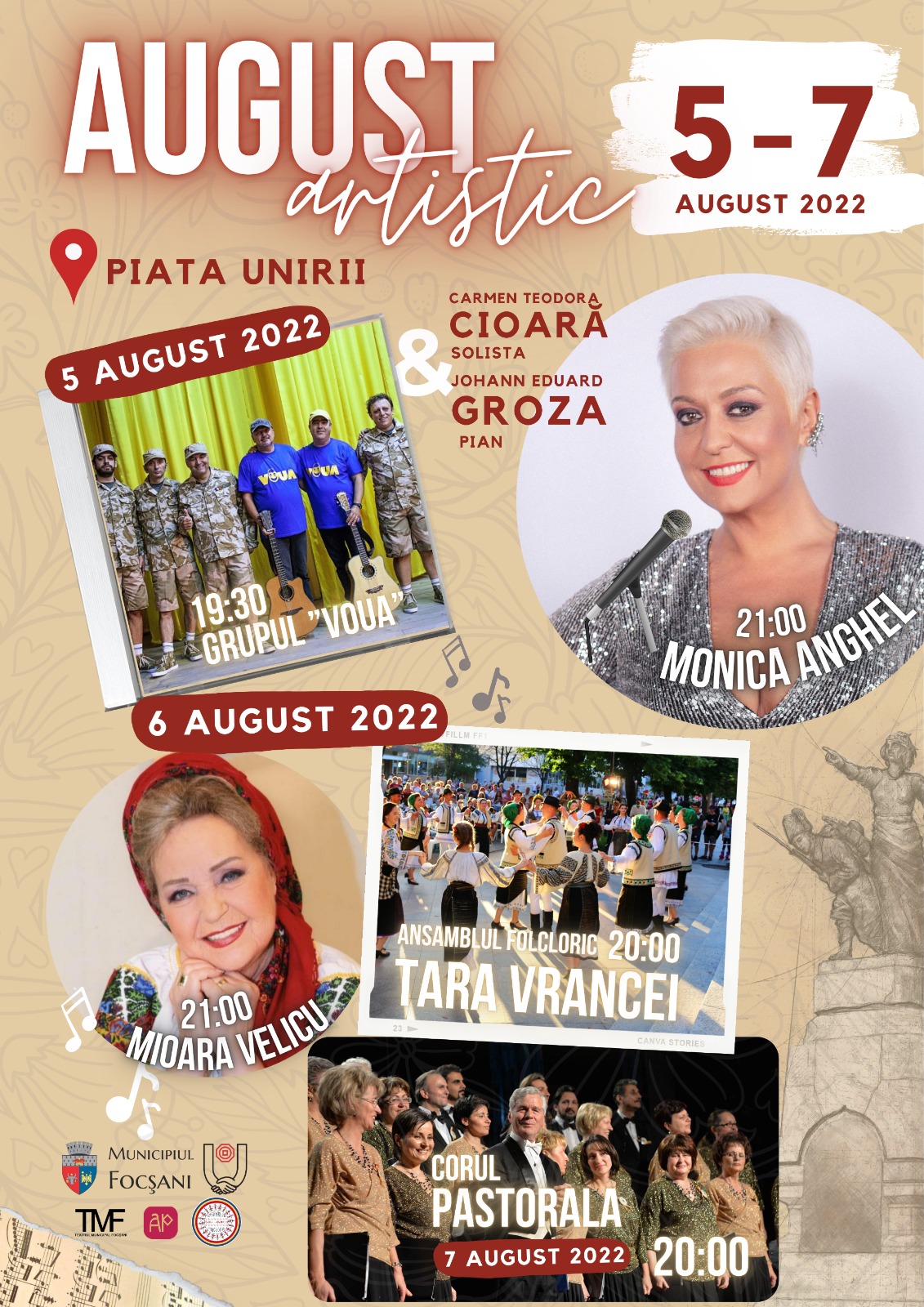 Începe ”August artistic” în Focșani, Oraș al Unirii