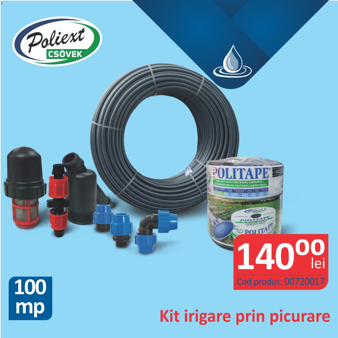 KIT IRIGARE PRIN PICURARE PENTRU O GRADINA DE 100 MP POLIEXT