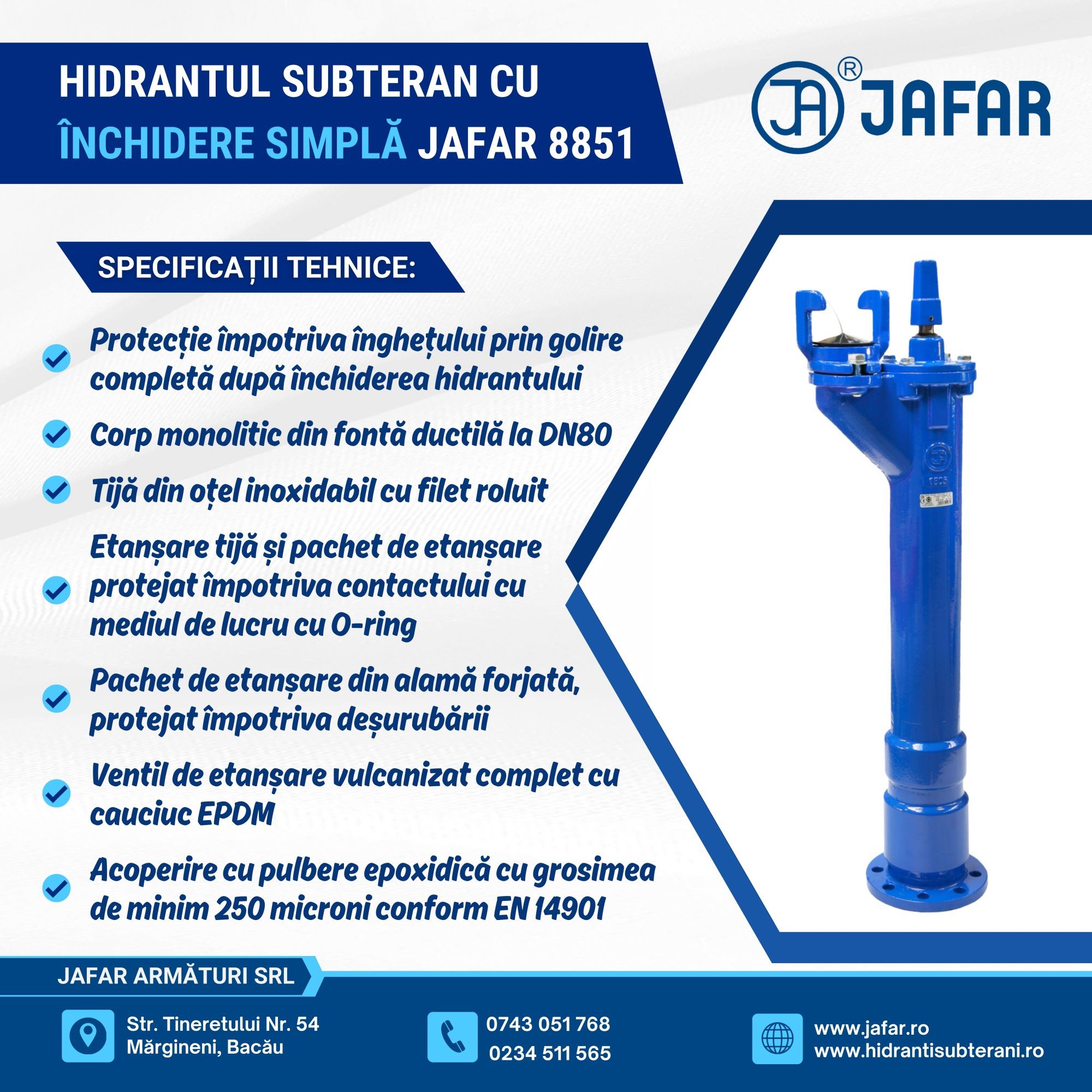 Hidrantul subteran cu închidere simplă JAFAR 8851