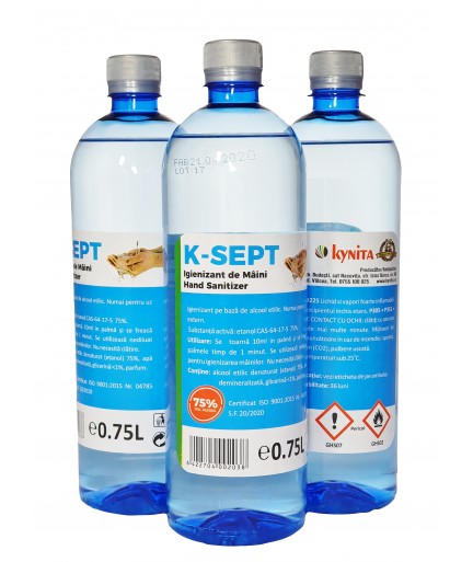 Dezinfectant/Igienizant de maini pe baza de alcool etilic 75% AVIZ 750ml