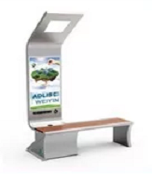 Mobilier urban inteligent> banca cu panou publicitare