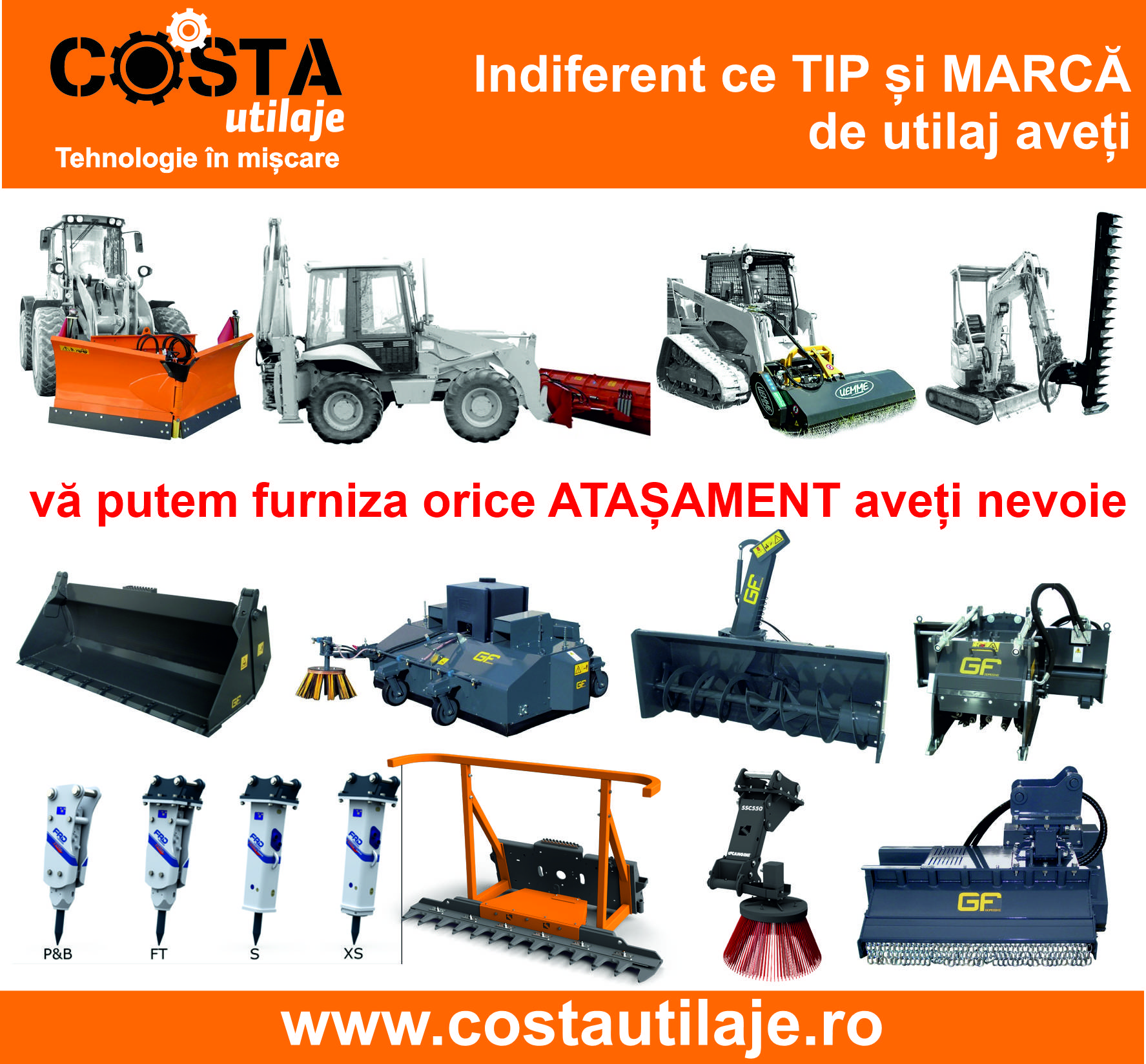 Atasamente pentru orice TIP si MARCA de utilaj