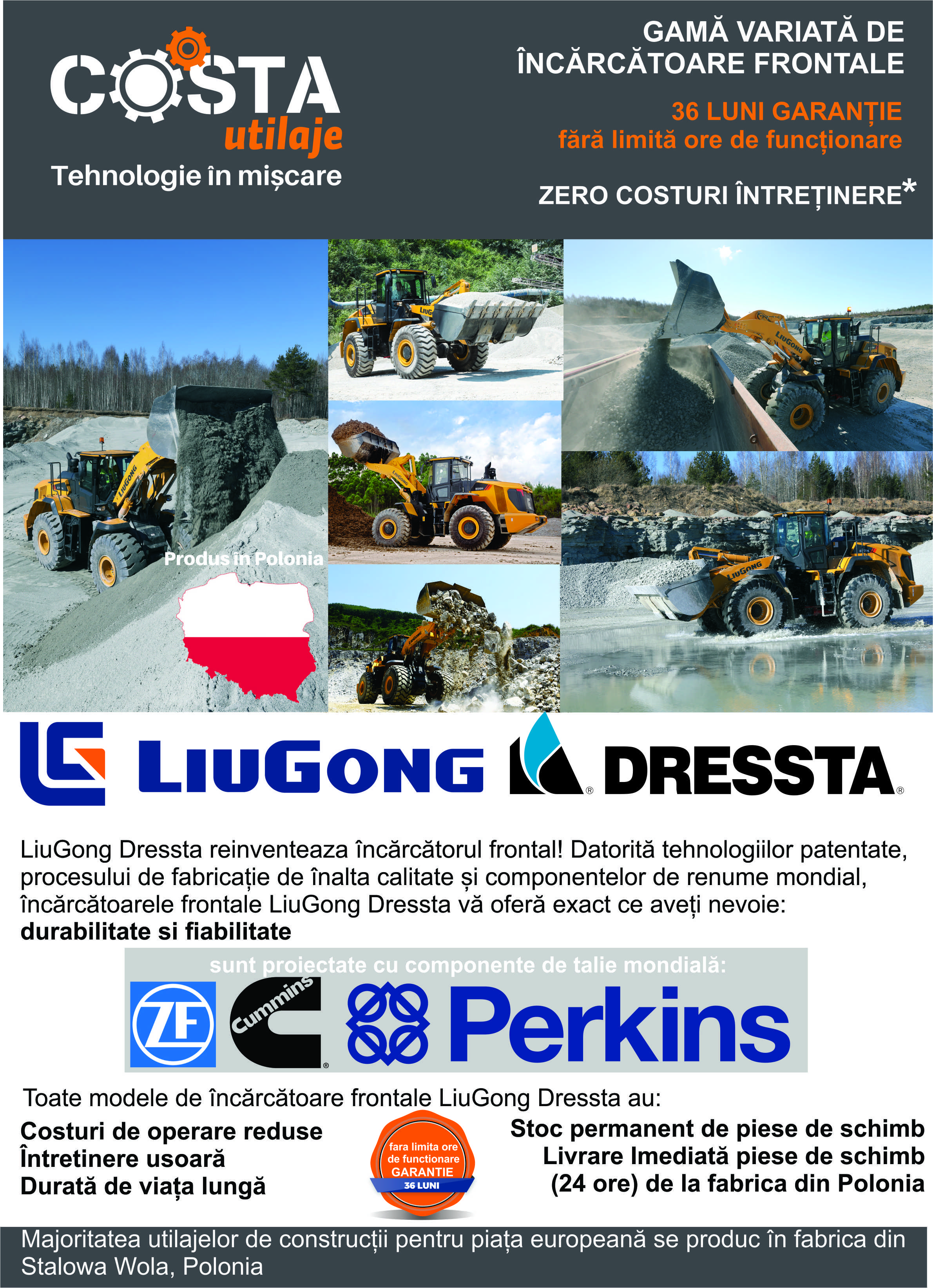 GAMĂ VARIATĂ DE  ÎNCĂRCĂTOARE FRONTALE