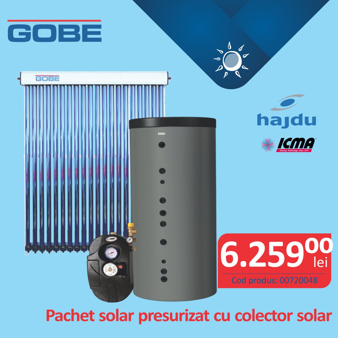 PACHET SOLAR - PREPARARE APA CALDA MENAJERA PENTRU 2-3 PERSOANE GOBE