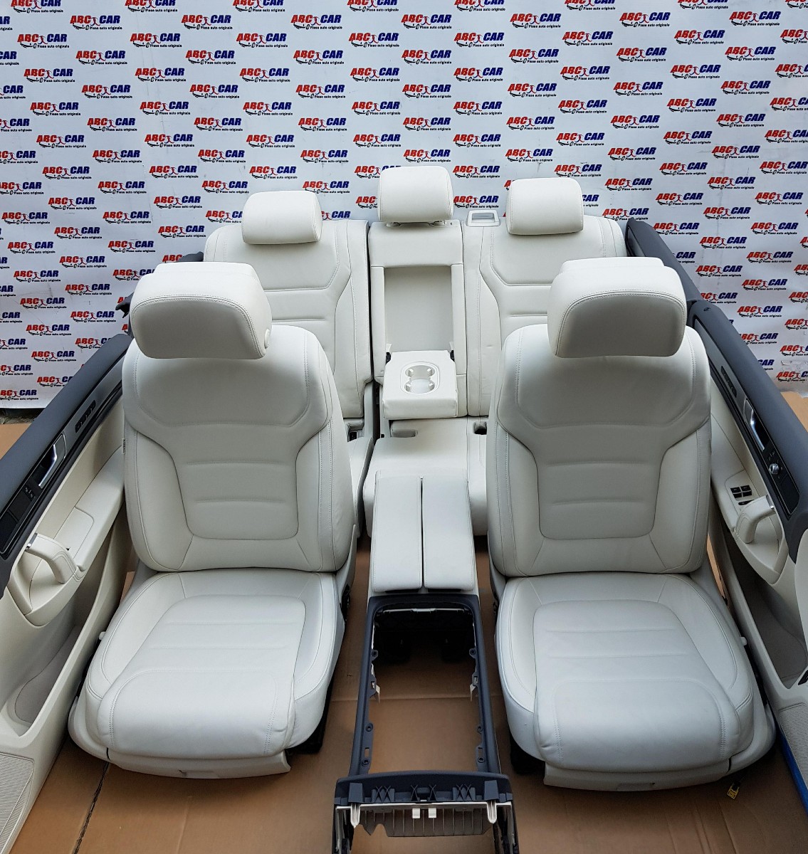 Interior complet din piele alba full electric cu memorie VW Touareg (7P) 2010-In prezent