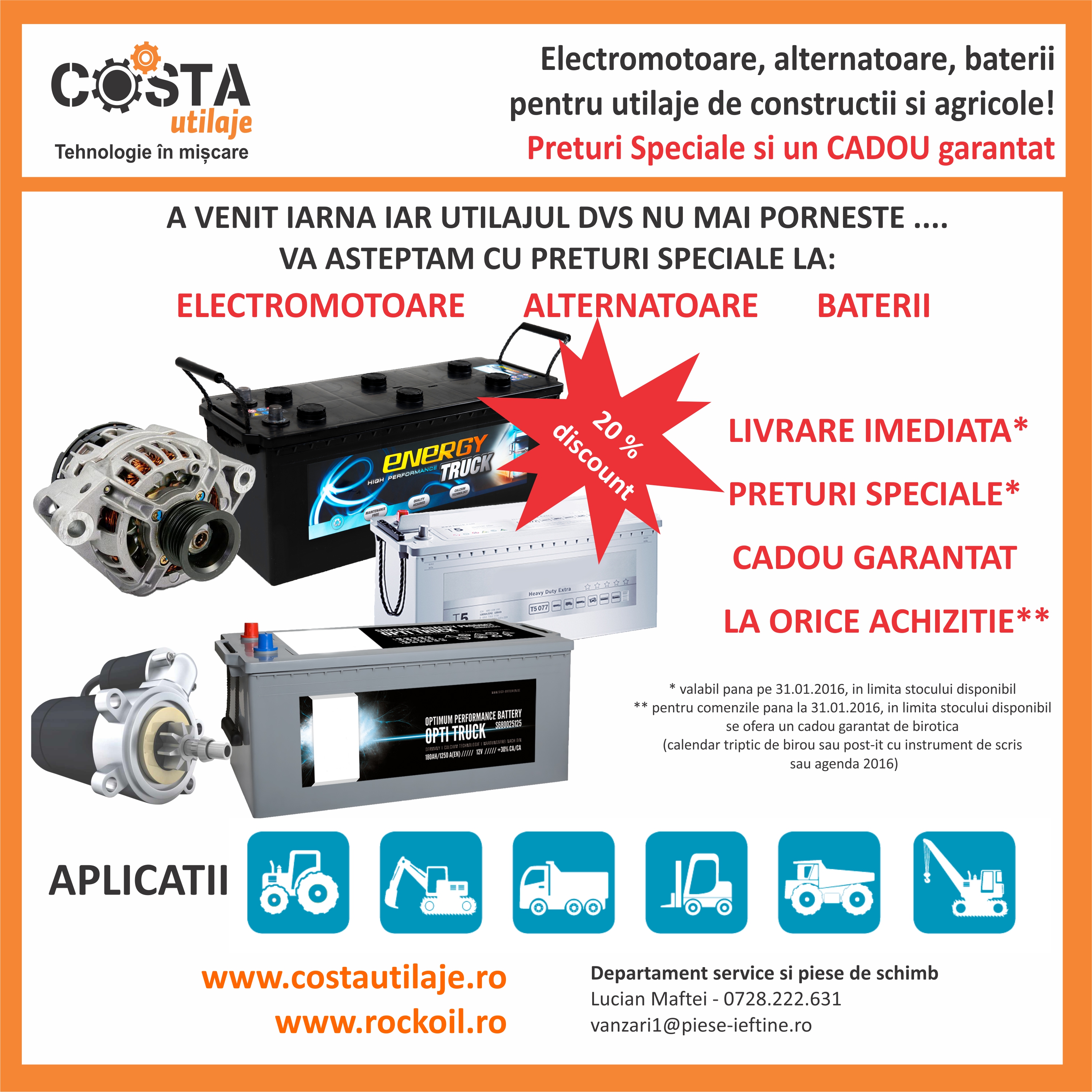 Preturi speciale electromotoare, alternatoare si baterii