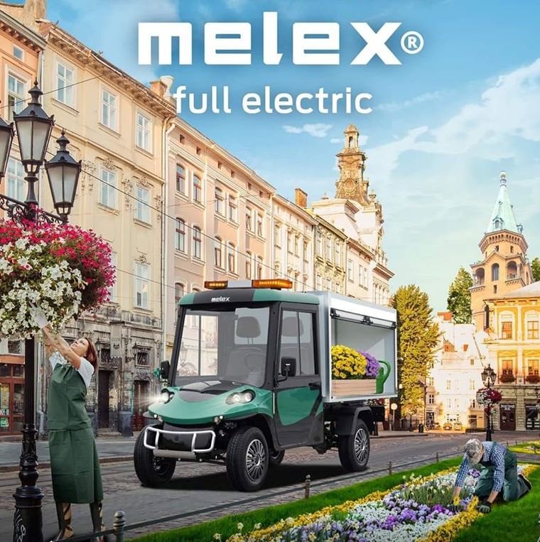 Mașină electrică Melex cu cutie închisă cu uși