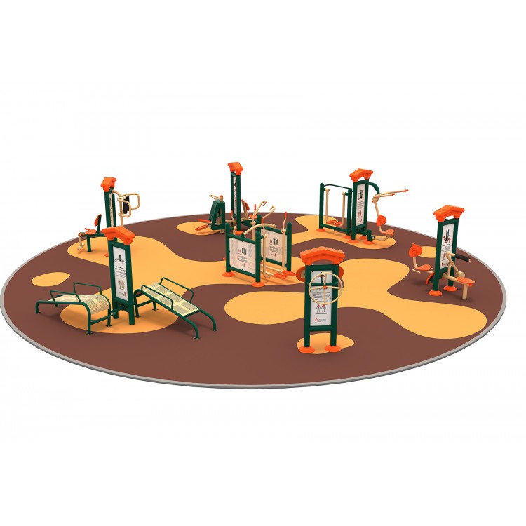 11FT Set de fitness pentru exterior cu panou 7 Aparate