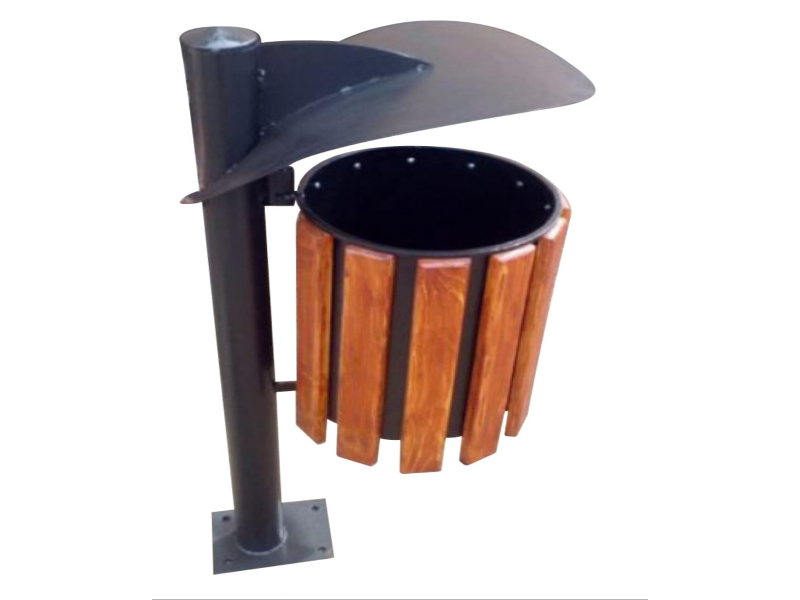 Cos gunoi metal si lemn 3